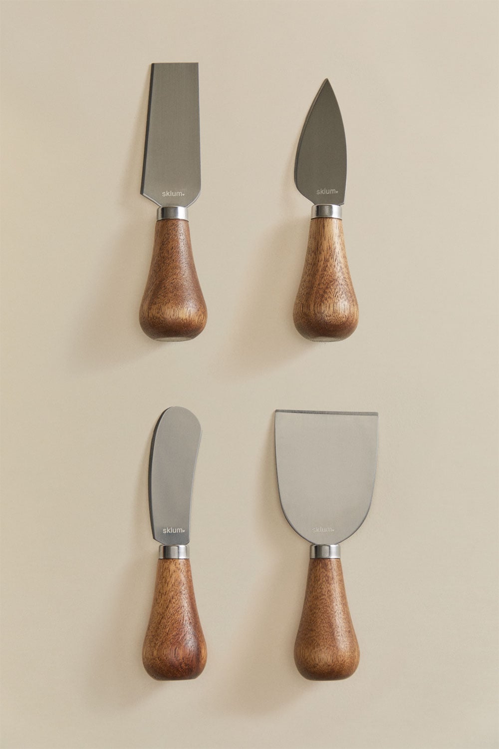 Conjunto de 4 talheres para queijos em madeira e aço Anderson, imagem de galeria 1