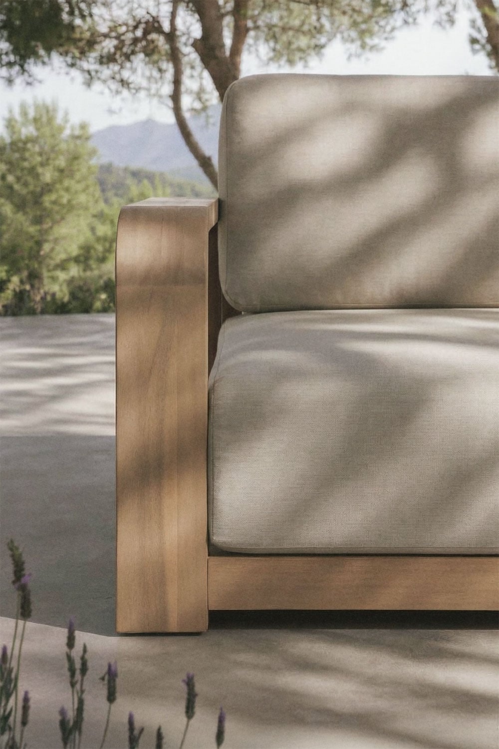 Módulo de canto esquerdo para sofá modular de jardim em madeira de acácia Brivori, imagem de galeria 2