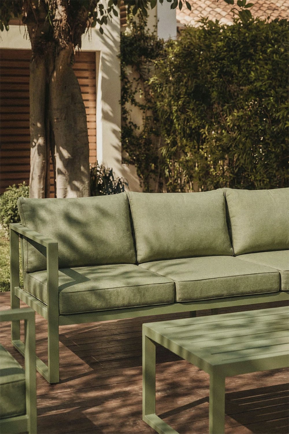 Conjunto de jardim com sofá de 3 lugares, 2 poltronas e mesa de centro em alumínio Lipov, imagem de galeria 2