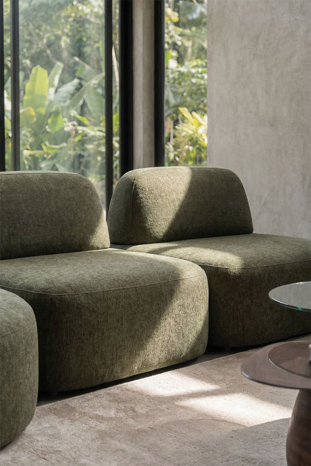 Sofá modular chaise longue esquerdo de 3 peças estofado Giorgia, imagem de galeria 2