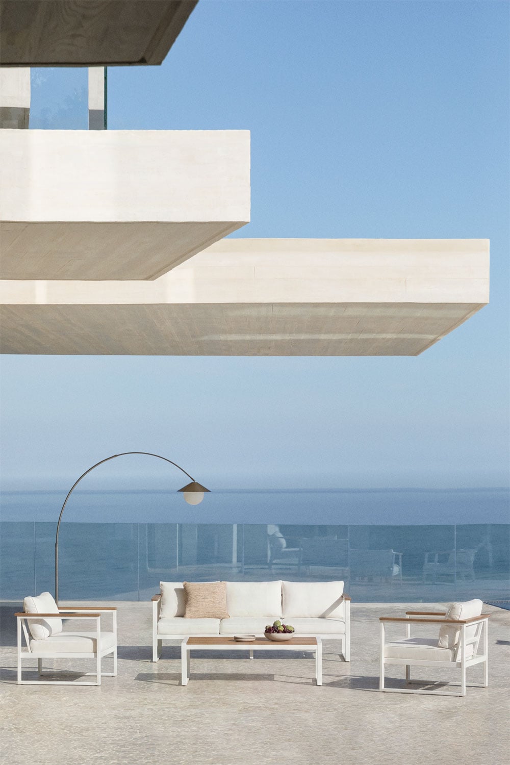 Conjunto de jardim com sofá de 3 lugares, 2 poltronas e mesa de centro em alumínio Lipov, imagem de galeria 1