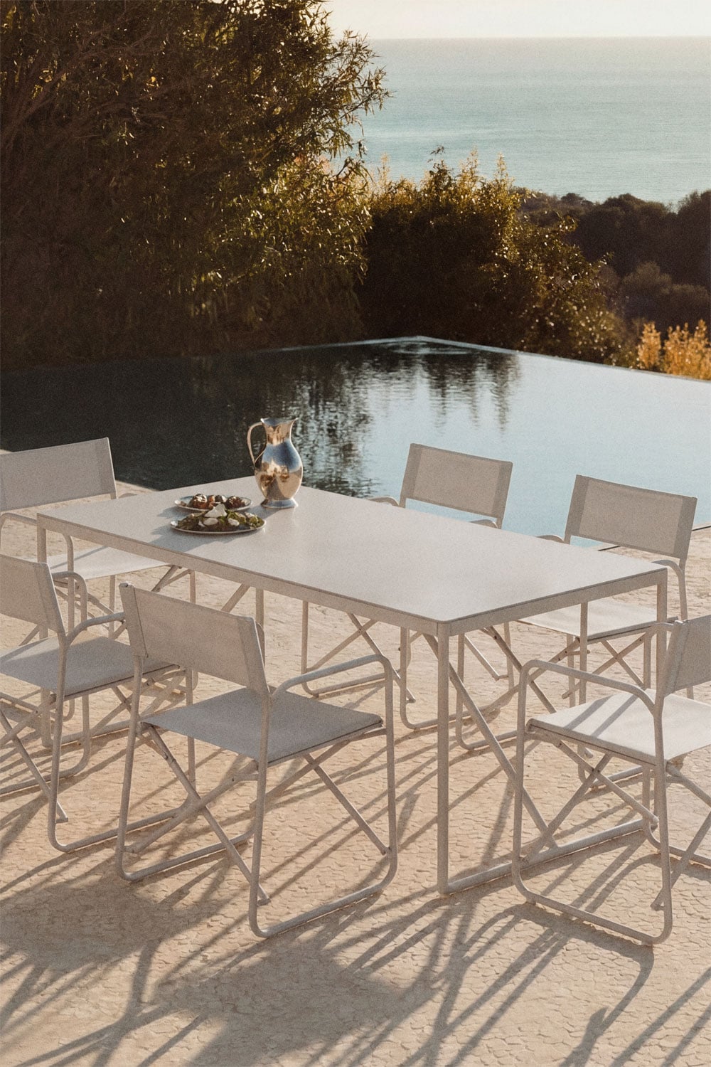 Mesa de jardim retangular 185x85 cm em aço Melida, imagem de galeria 1