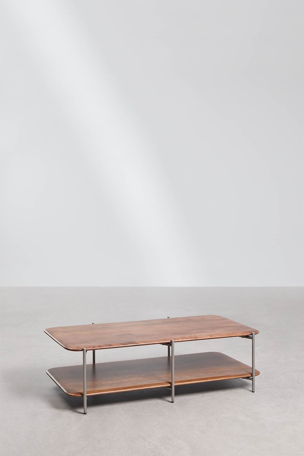 Mesa de centro retangular 120x60 cm em madeira de manga e aço inoxidável Vimara, imagem de galeria 5