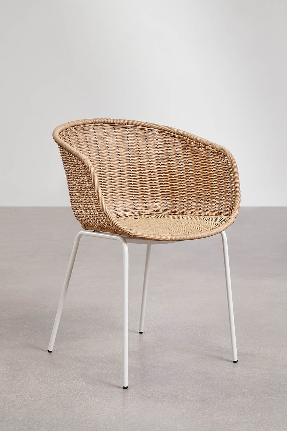 Pack de 4 cadeiras de jantar com braços em rattan sintético e aço New Tulua, imagem de galeria 1