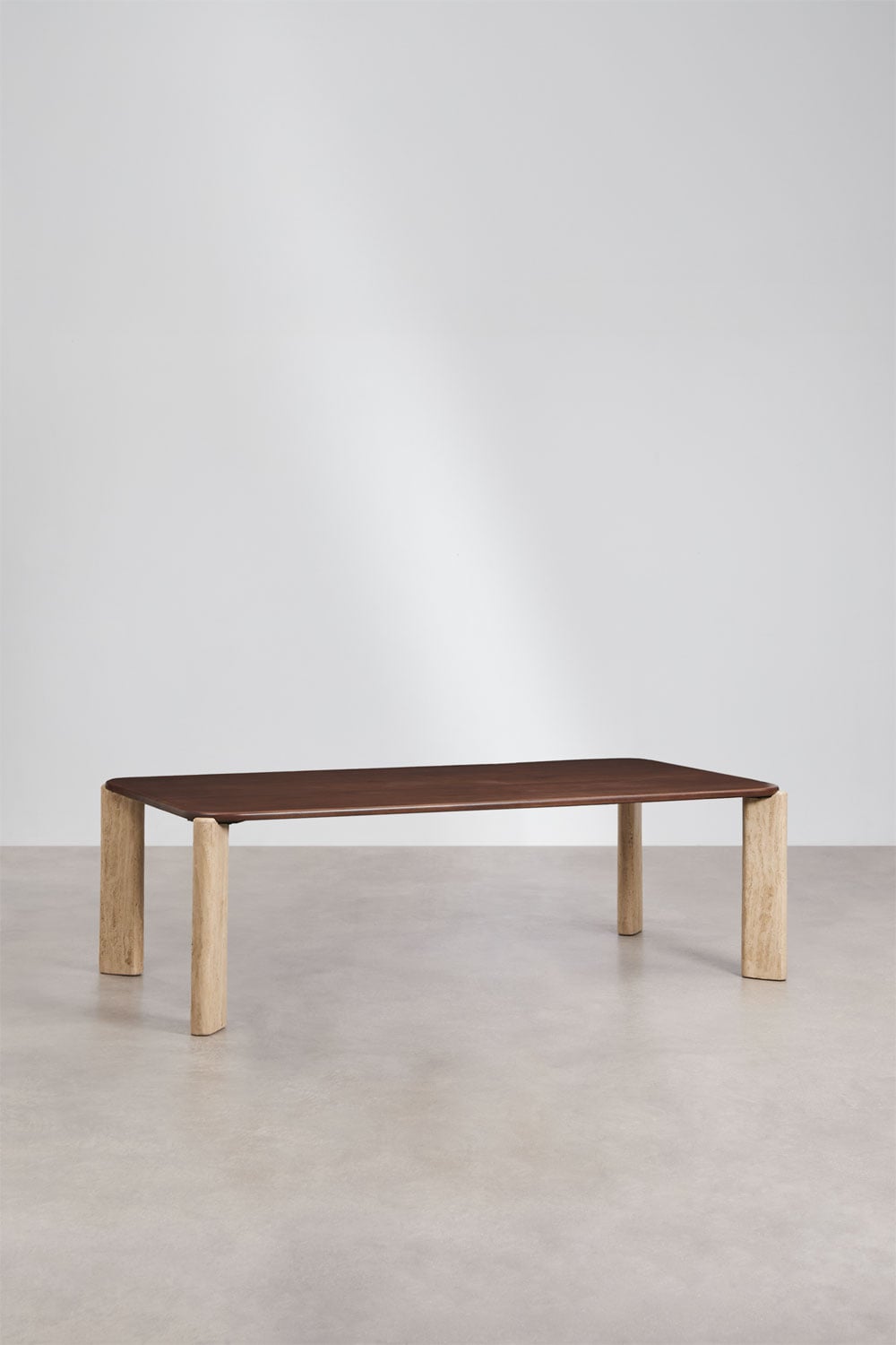 Mesa de jantar retangular 230x110 cm em madeira de manga e pedra natural Andeca, imagem de galeria 1