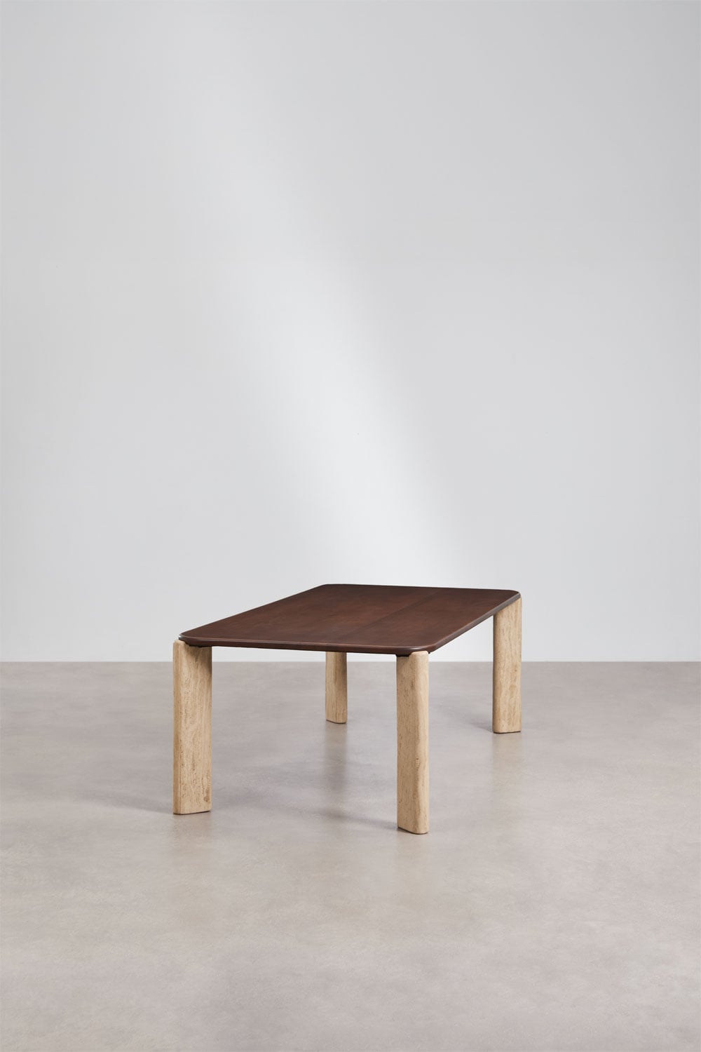 Mesa de jantar retangular 230x110 cm em madeira de manga e pedra natural Andeca, imagem de galeria 2