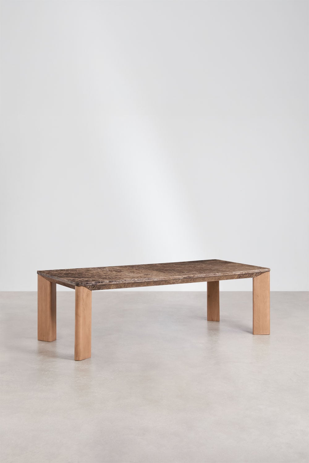 Mesa de jantar retangular 240x110 cm em madeira de manga e mármore Garsea, imagem de galeria 1