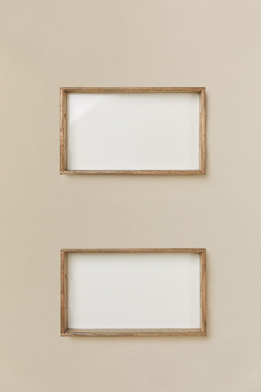 Conjunto de 2 tabuleiros decorativos retangulares em madeira de manga Fruela, imagem de galeria 1