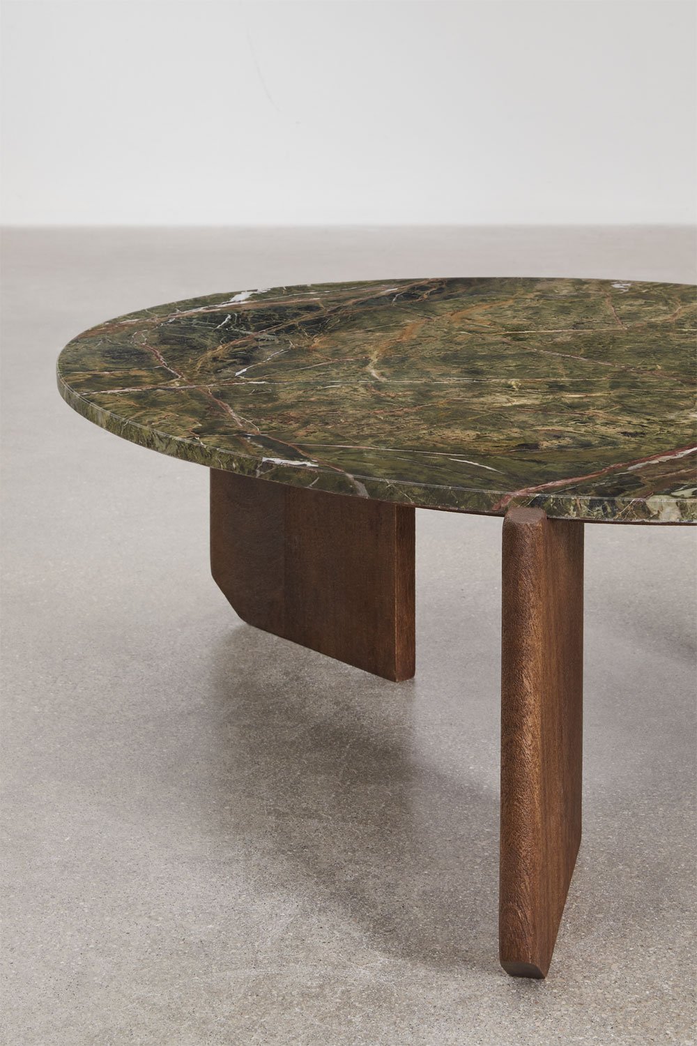 Round coffee table in natural stone and mango wood Lavinia, imagem de galeria 3