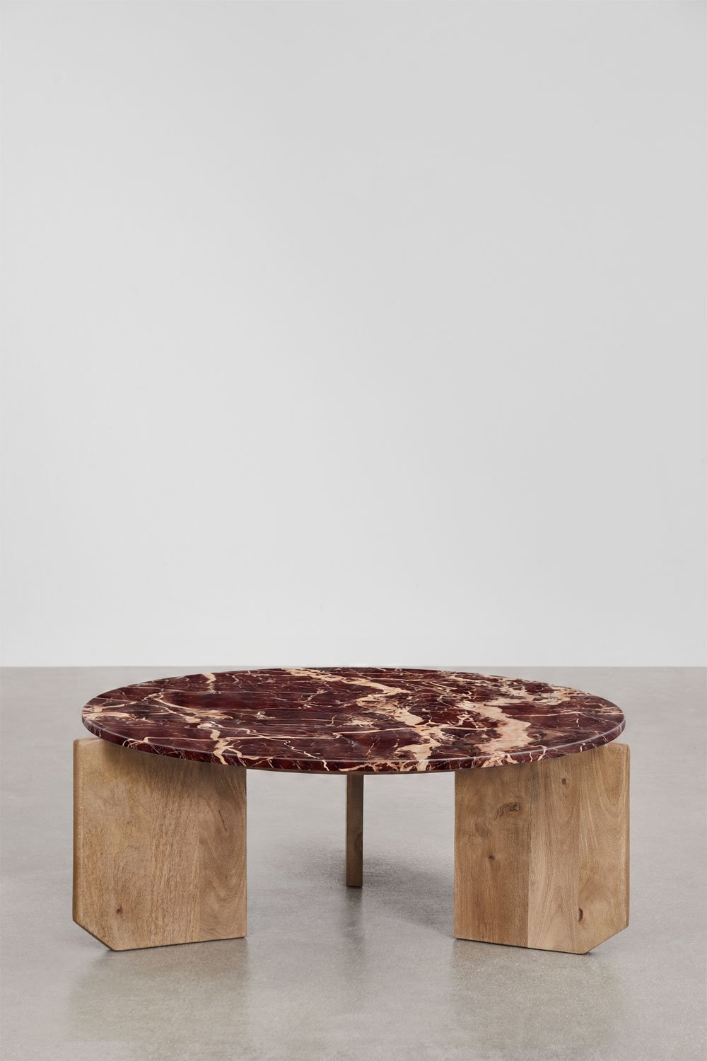 Round coffee table in natural stone and mango wood Lavinia, imagem de galeria 2