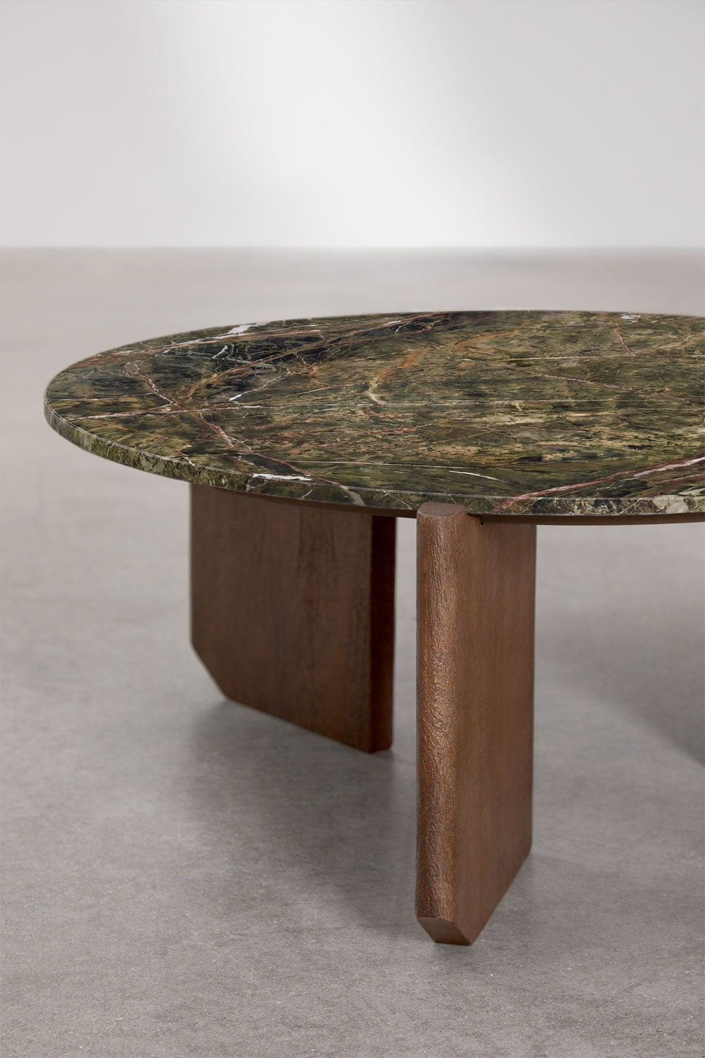 Round coffee table in natural stone and mango wood Lavinia, imagem de galeria 3