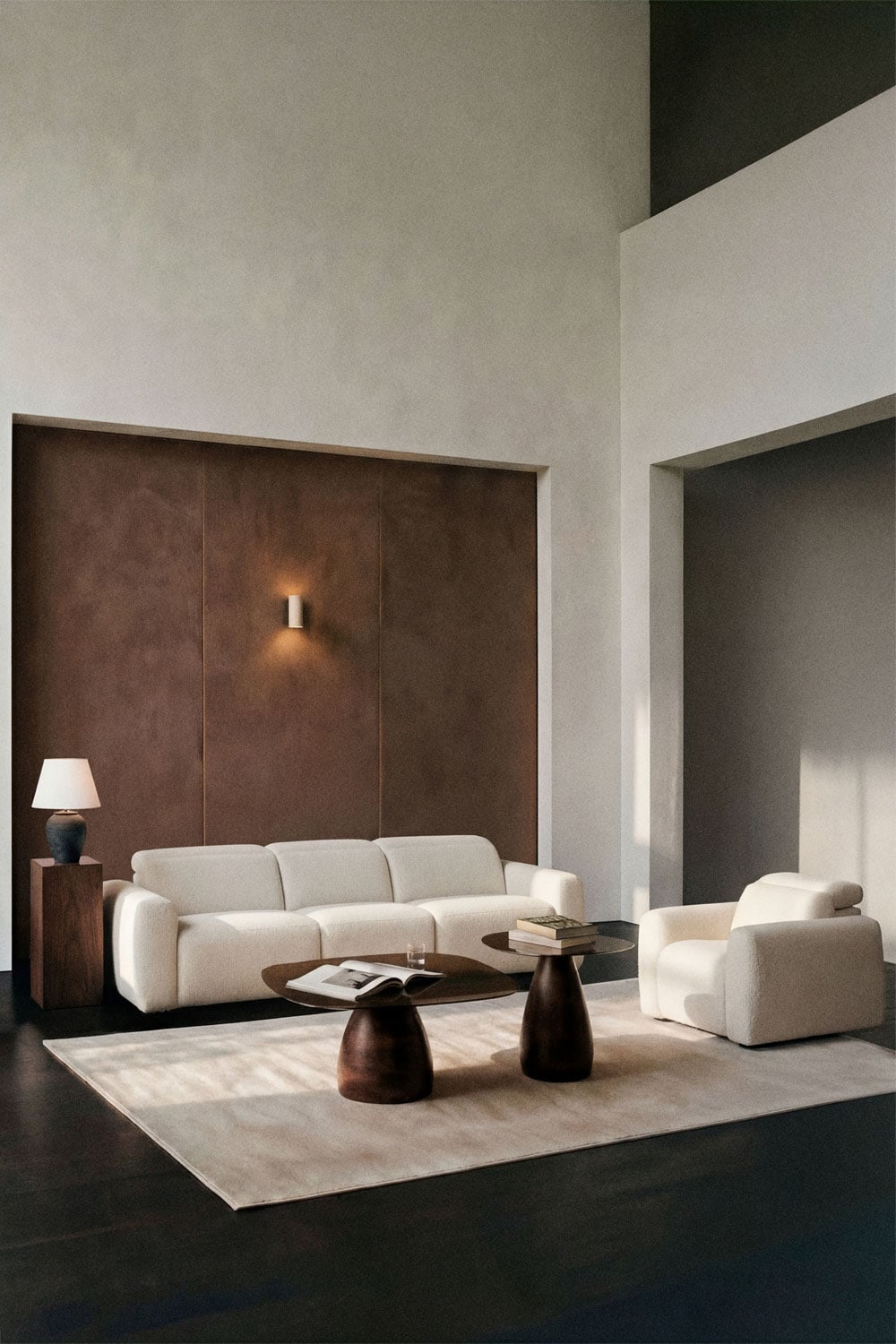 Conjunto de sala com sofá reclinável e elétrico de 3 lugares e poltrona estofada Peggy, imagem de galeria 1