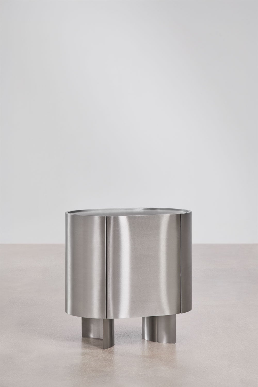 Oval bedside table 50x35 cm in stainless steel Luena, imagem de galeria 1