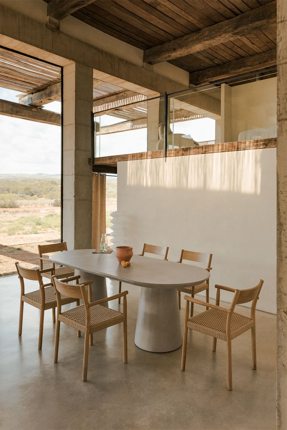 Oval dining table 220x95 cm in cement Noemi, imagem de galeria 1