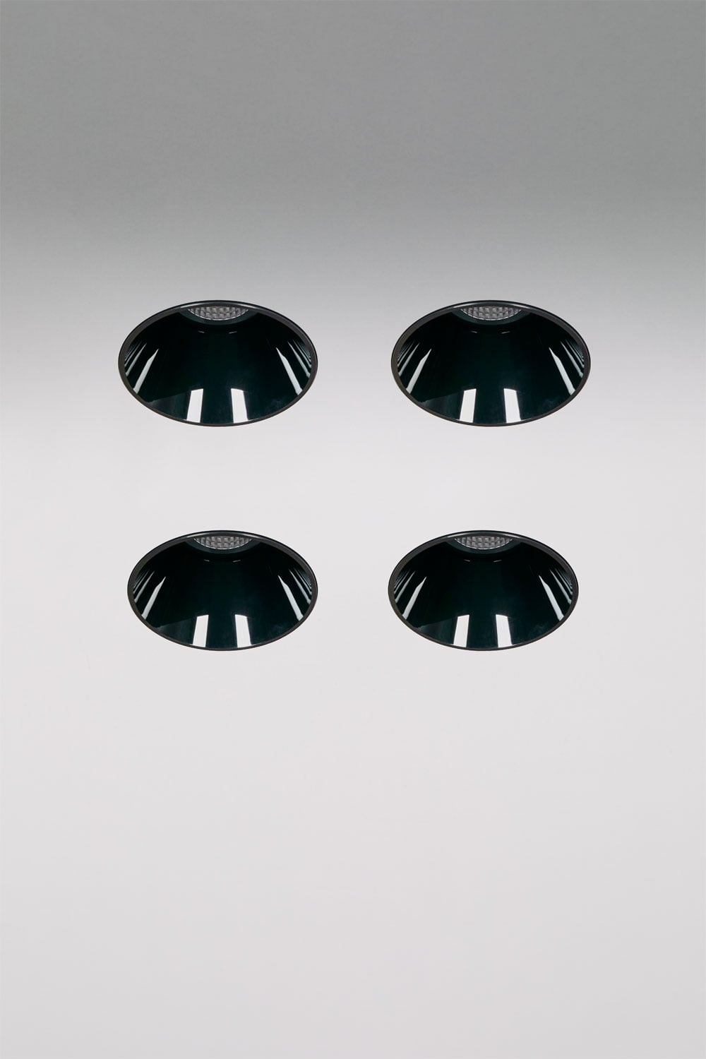 Conjunto de 4 plafons de LED embutidos, sem moldura, redondos, Ø5,3 cm, em alumínio Luisiana, imagen de galeria 1