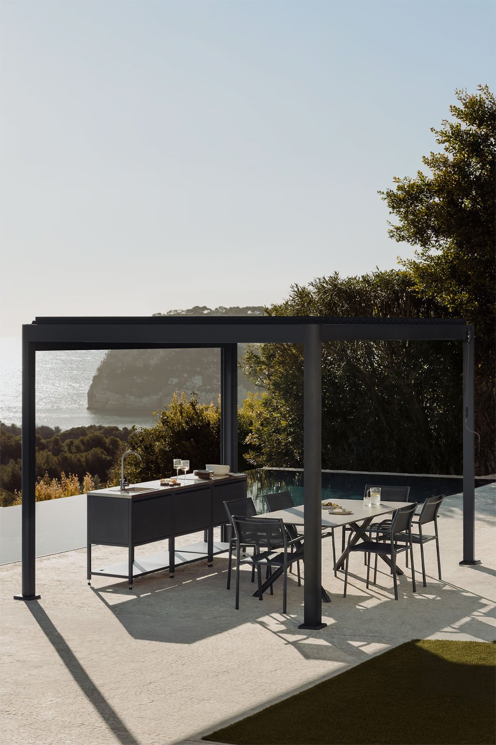 Pérgola bioclimática 3 x 4 m alumínio lâminas cinza grafite Druvia, imagem de galeria 1