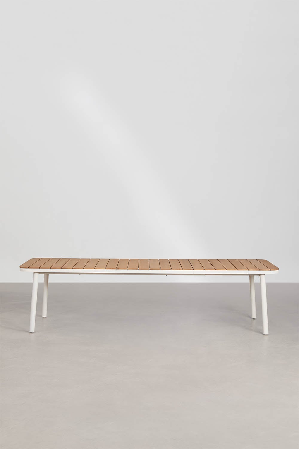 Conjunto de mesa retangular extensível 240-300x100 cm em alumínio Mareiran e 8 cadeiras de jardim empilháveis em aço Tossa, imagem de galeria 4