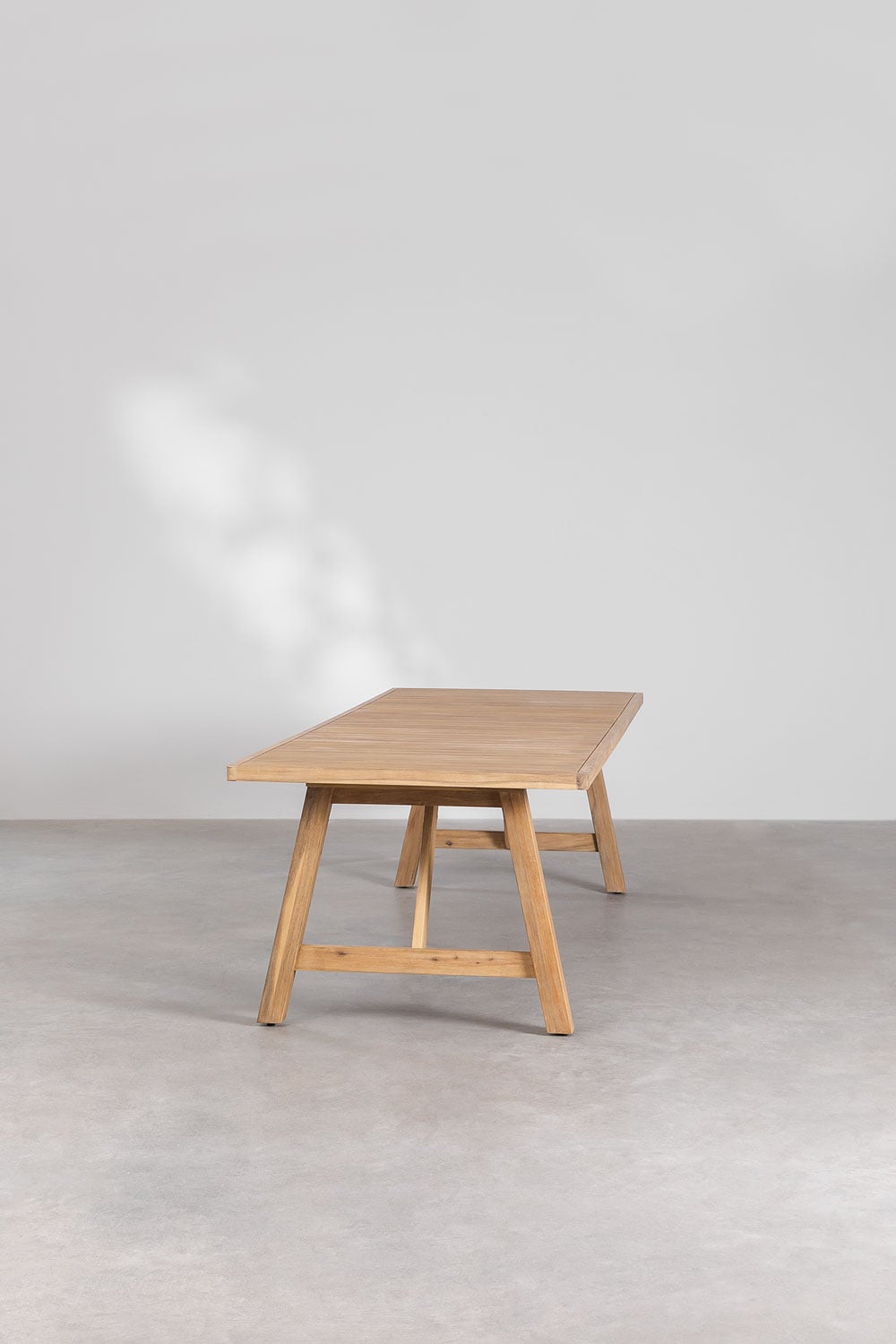 Conjunto de mesa retangular 300x100 cm e 12 cadeiras de jardim em madeira de acácia Dubai, imagem de galeria 4