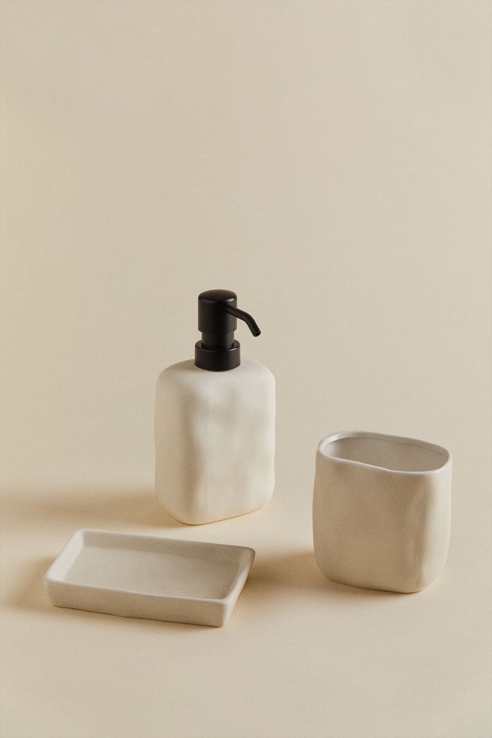 Conjunto de casa de banho em grés bege creme Ganela, imagem de galeria 2