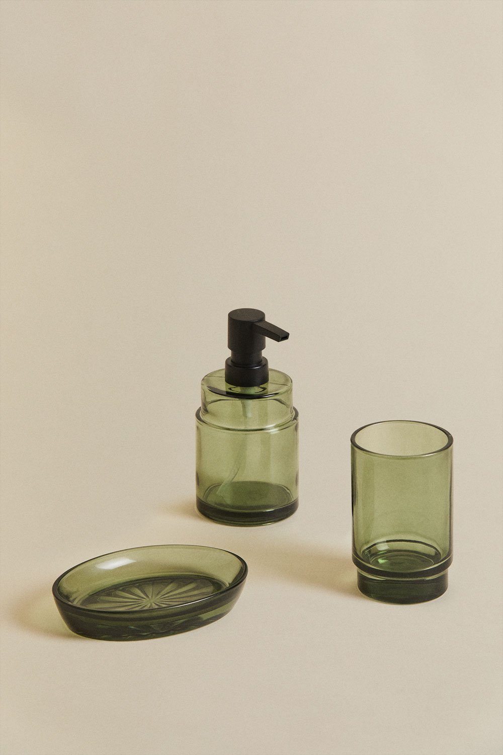 Conjunto de casa de banho em vidro verde oliveira intenso Helmont, imagem de galeria 2