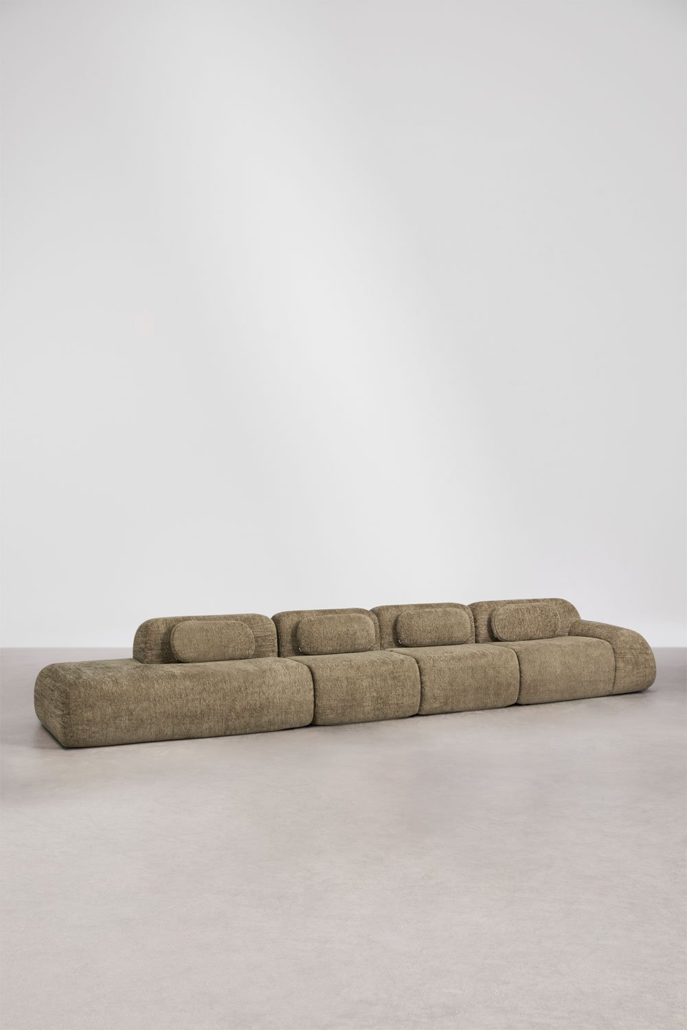 Sofá modular de canto em chenille de 4 peças com chaise longue à esquerda embalado a vácuo Mérida, imagem de galeria 1