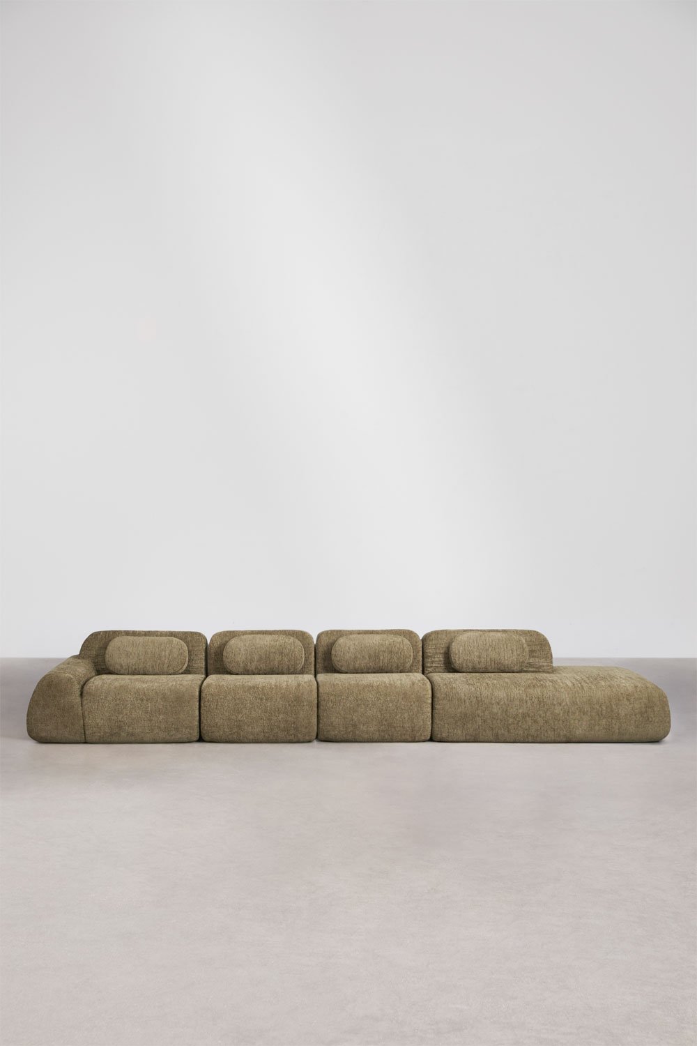 Sofá modular de canto em chenille de 4 peças com chaise longue direita embalado a vácuo Mérida, imagem de galeria 3