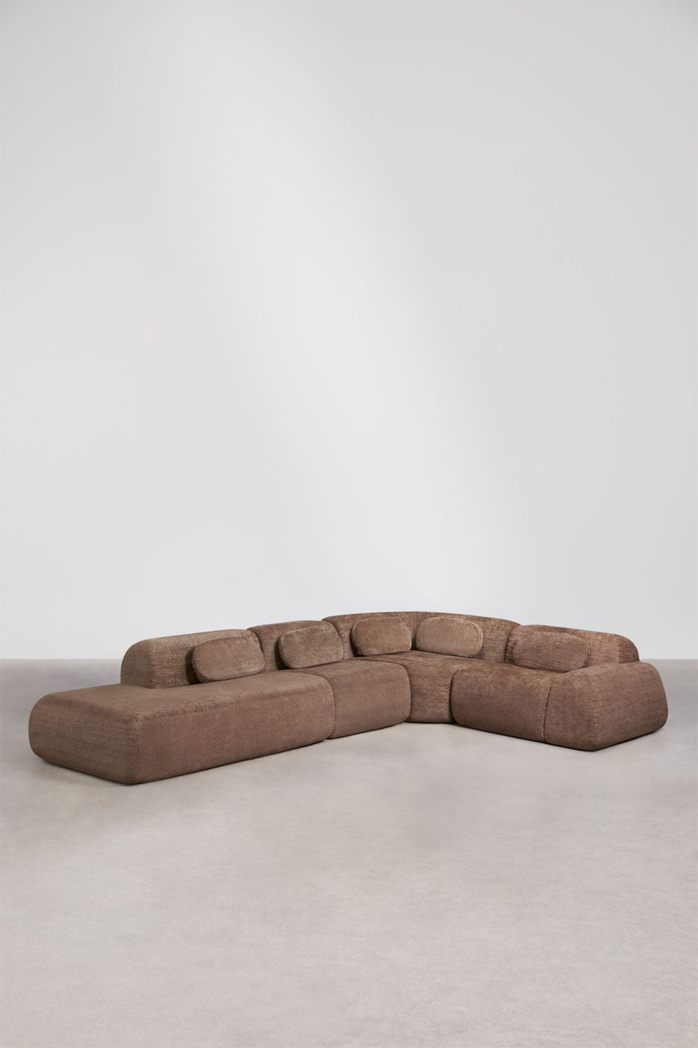 Sofá modular de canto em L de 4 peças com chaise longue à esquerda em chenille embalado a vácuo Mérida, imagem de galeria 1