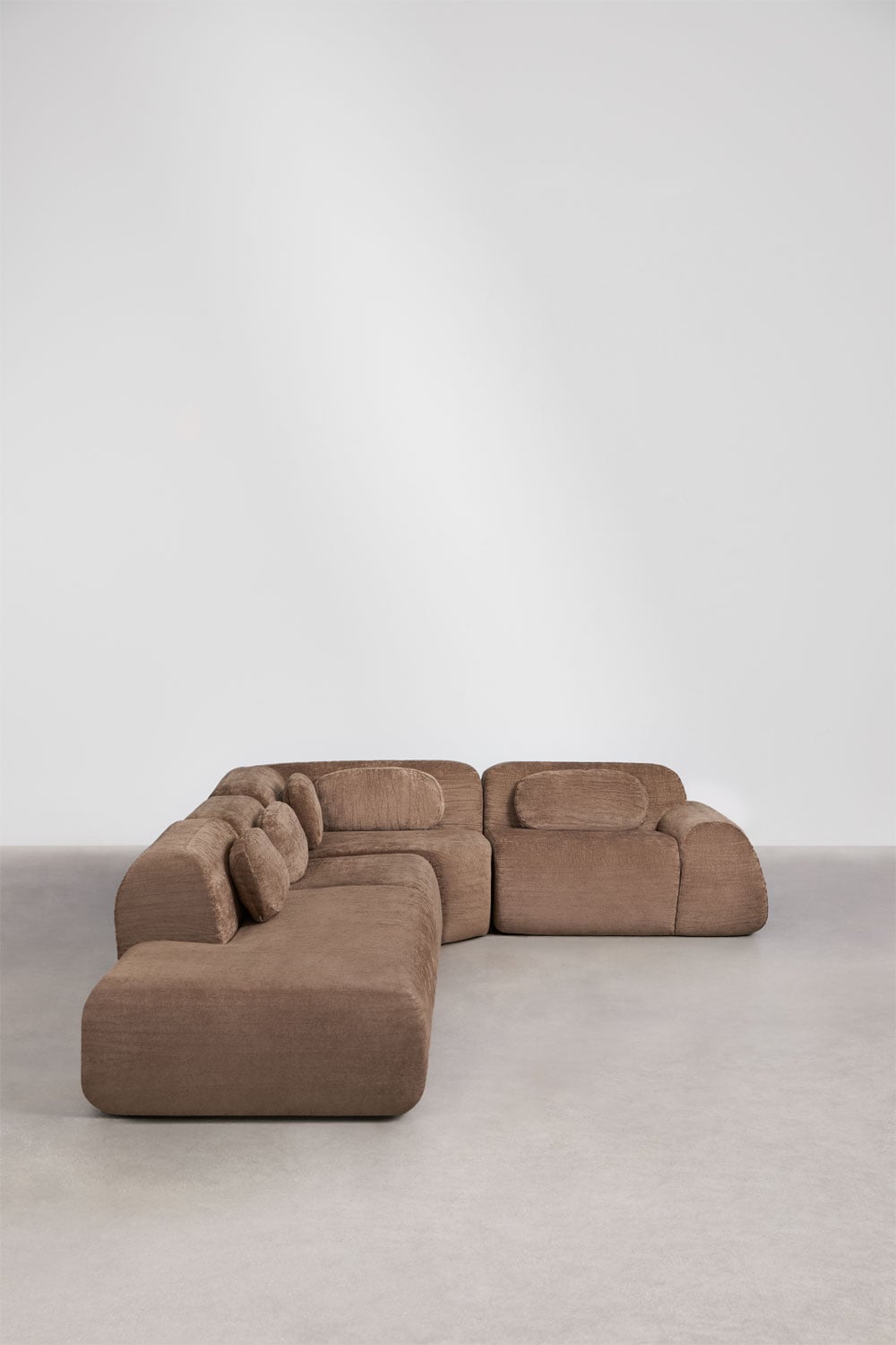Sofá modular de canto em L de 4 peças com chaise longue à esquerda em chenille embalado a vácuo Mérida, imagem de galeria 3