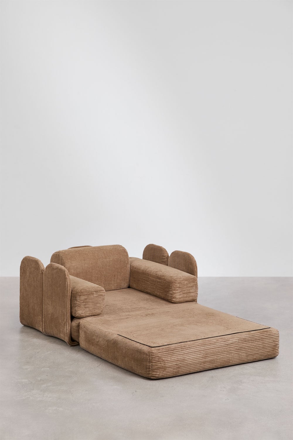 Poltrona-cama em veludo cotelê embalada a vácuo Paoly, imagem de galeria 6