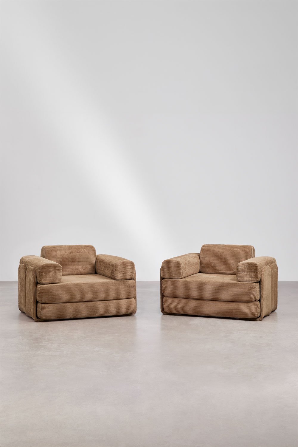 Pack de 2 poltronas-cama em veludo embaladas a vácuo Paoly, imagem de galeria 1
