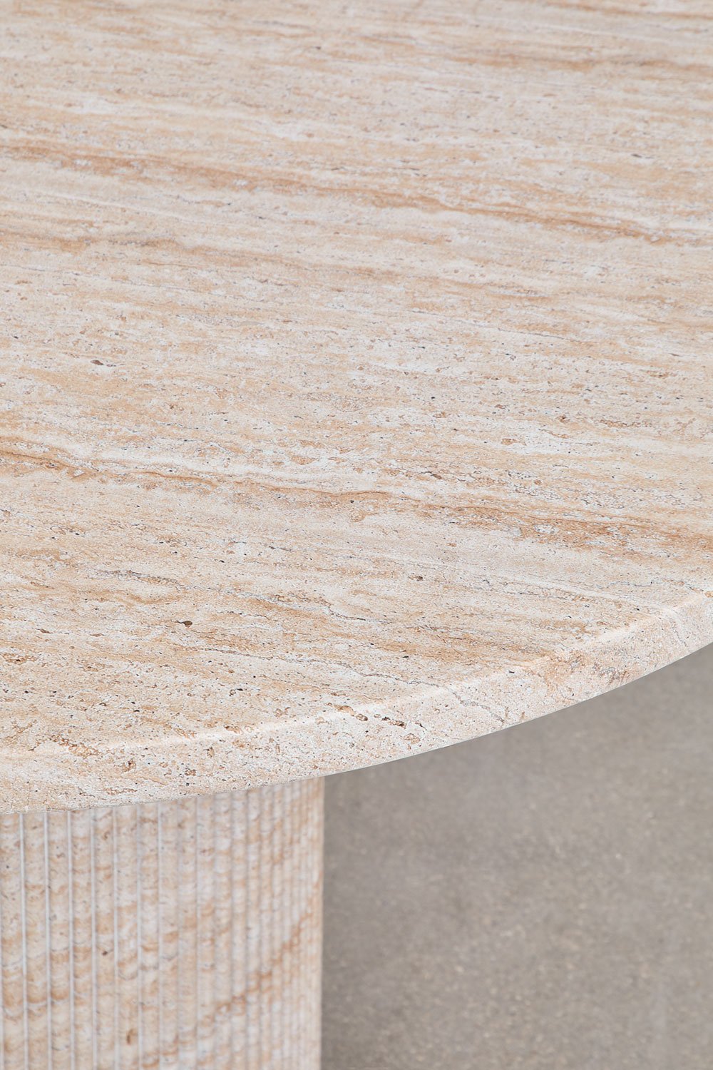Mesa de jantar oval 220x100 cm em cimento look travertino Velia, imagem de galeria 6