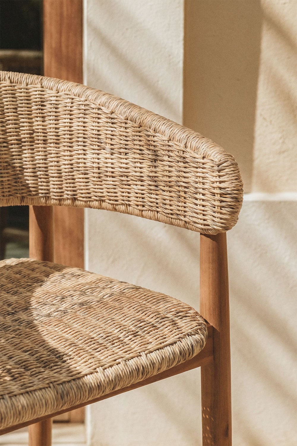 Pack de 2 bancos altos de jardim em madeira de acácia e rattan sintético Ribeira, imagem de galeria 2