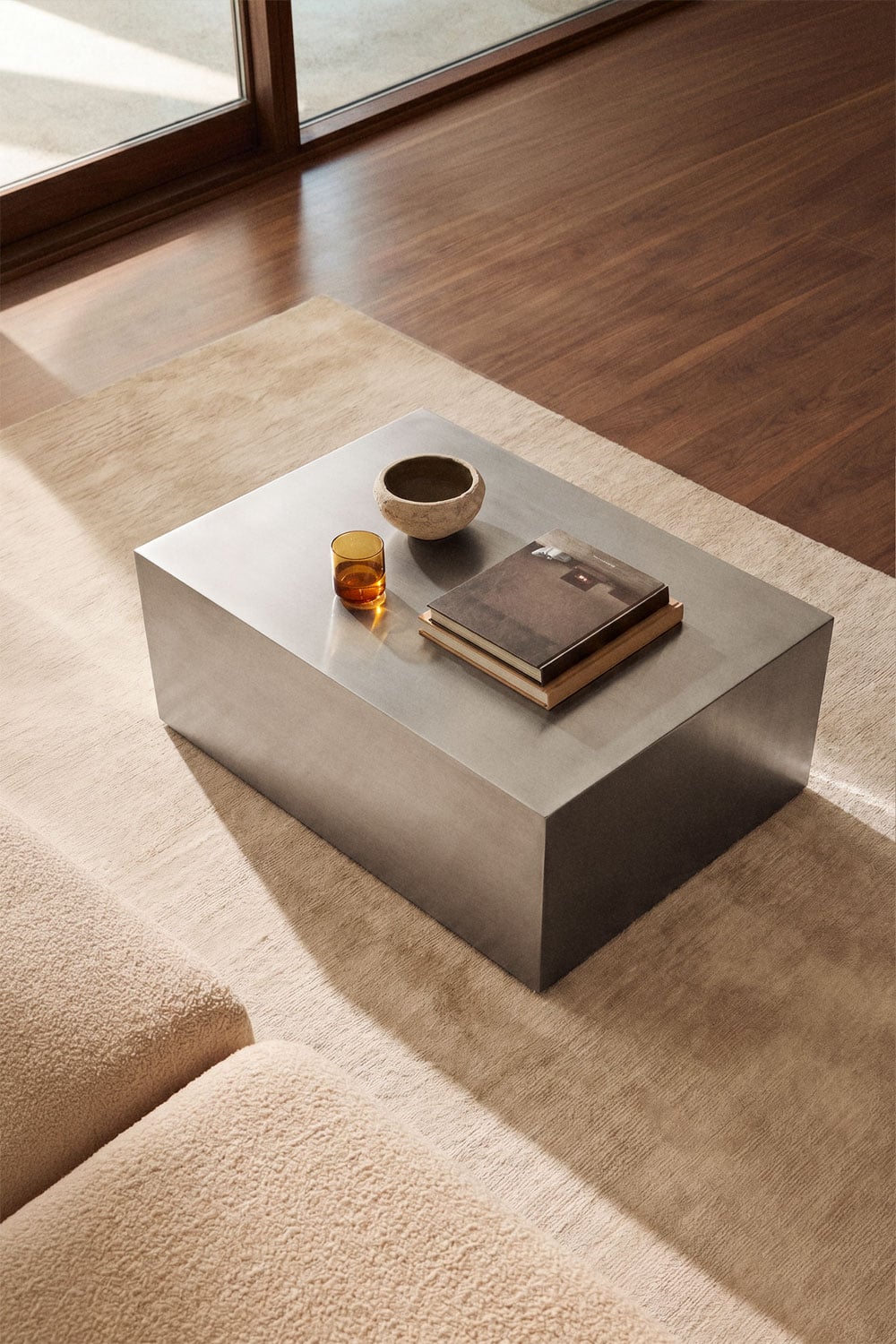 Mesa de centro retangular 100x70 cm em aço inoxidável Iuraima, imagem de galeria 1