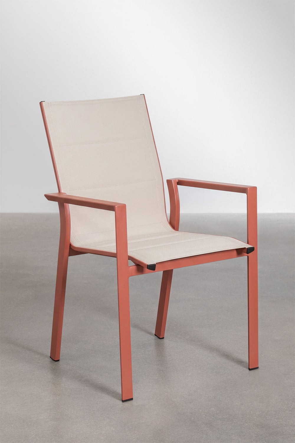 Conjunto de mesa de jardim retangular extensível 180-240x90 cm e 6 cadeiras de jardim empilháveis com apoios de braços em alumín, imagem de galeria 8