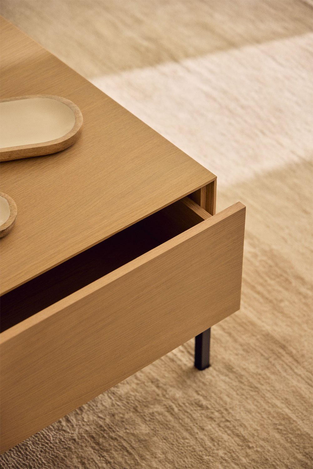 Mesa de centro retangular 120x60 cm em MDF e folha de carvalho Bromley, imagem de galeria 2