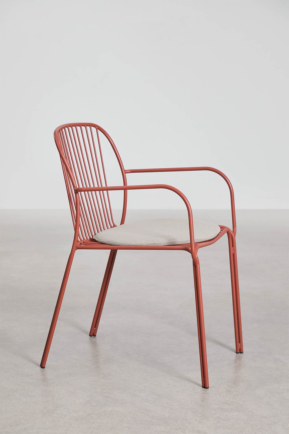 Conjunto de mesa redonda Ø110 cm em alumínio Elton e 4 cadeiras de jardim com apoios de braços em aço Anerina, imagem de galeria 7