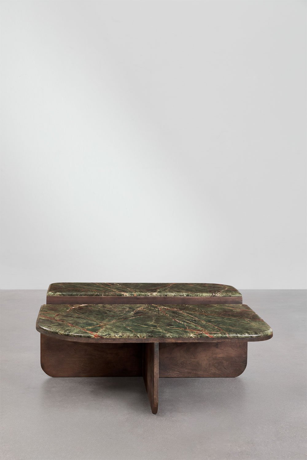 Mesa de centro 90x90 cm em pedra natural e madeira de manga Clotsh, imagem de galeria 3