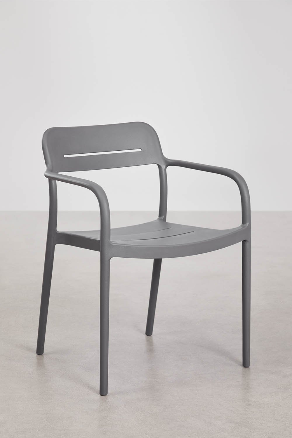 Conjunto de mesa redonda Ø110 cm em alumínio Elton e 4 cadeiras de jardim empilháveis em polipropileno Graneli, imagem de galeria 6