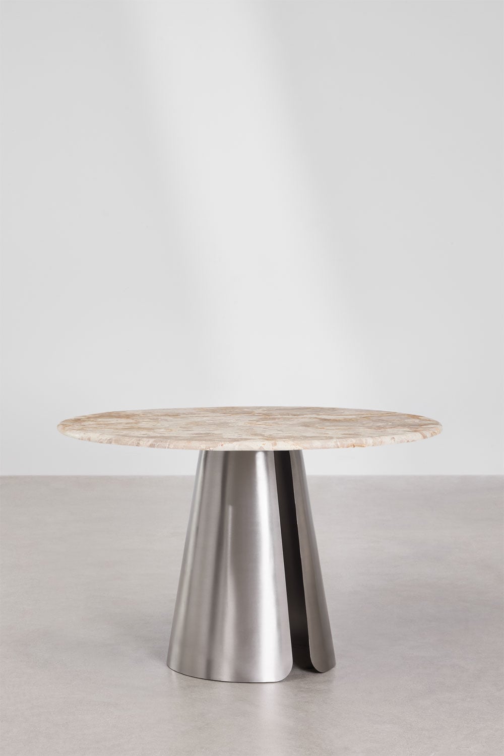 Mesa de jantar redonda Ø120 cm em aço inoxidável Baelor, imagem de galeria 3