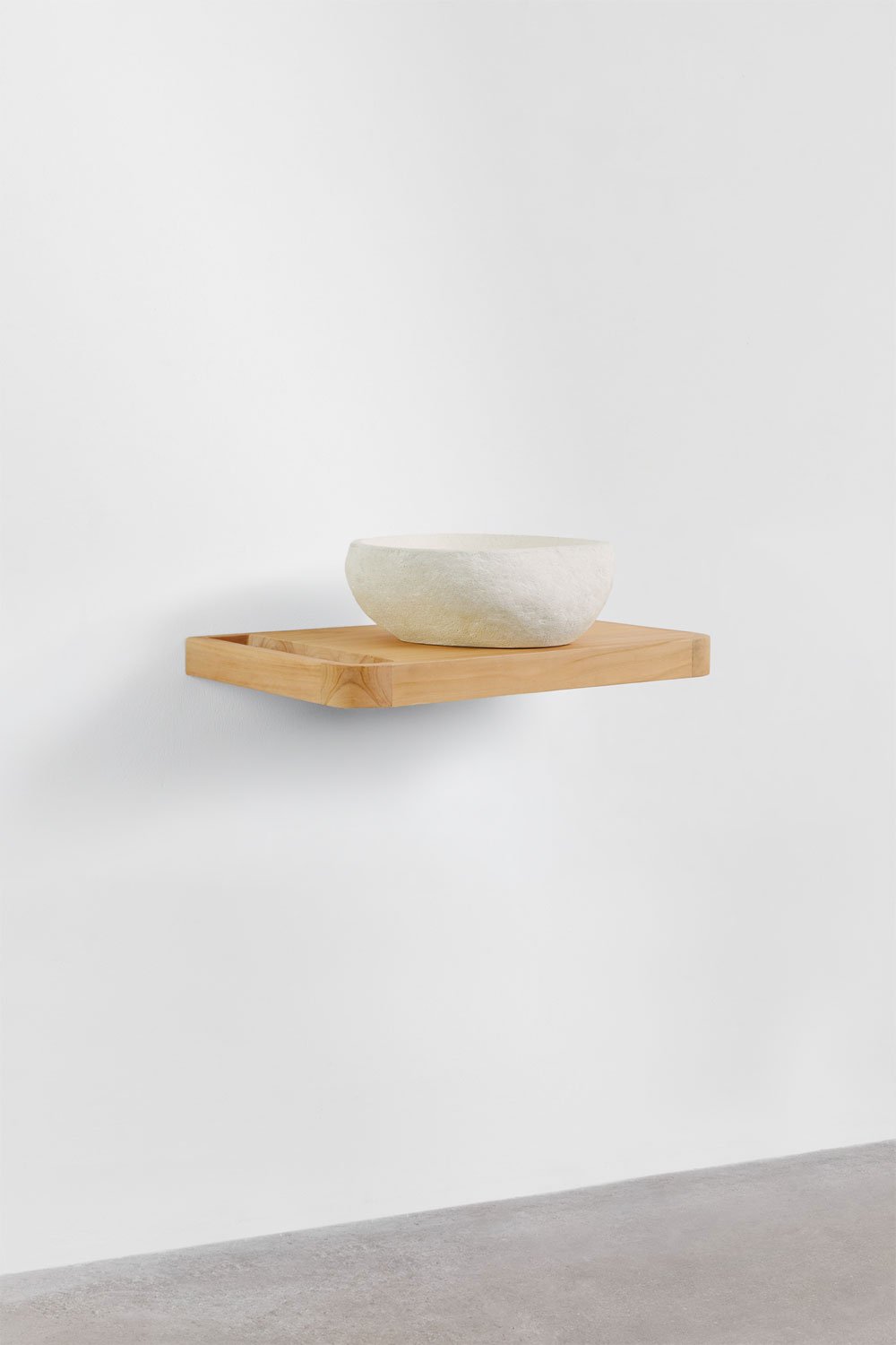 Conjunto de móvel de casa de banho 70x45 cm suspenso em madeira de teca Neill, imagem de galeria 4