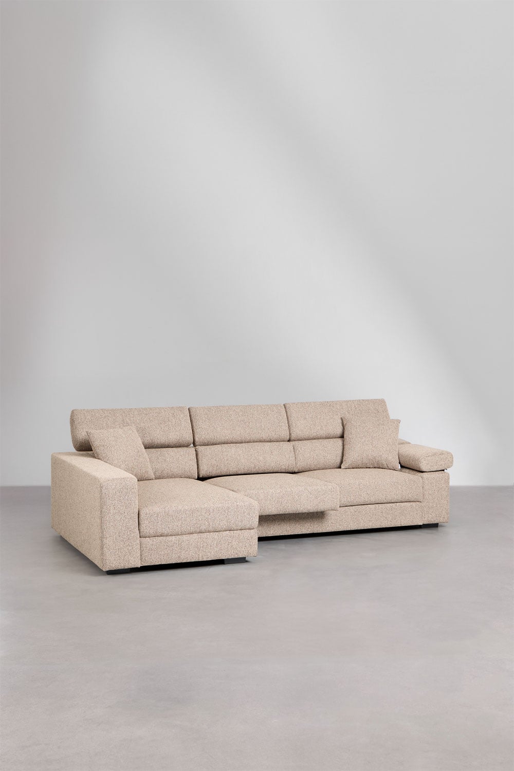 Sofá chaise longue esquerdo de 3 lugares com encosto de cabeça regulável e assentos deslizantes Aramis, imagem de galeria 7