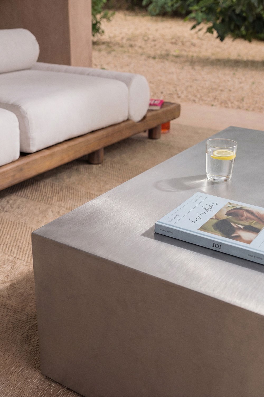 Mesa de centro retangular para jardim 100x70 cm em aço inoxidável Iuraima, imagem de galeria 2