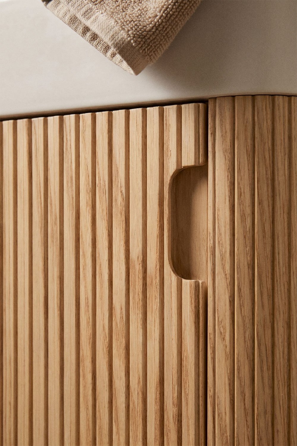 Conjunto de móvel de casa de banho suspenso 45x25 cm em madeira com lavatório integrado Aizea, imagem de galeria 2
