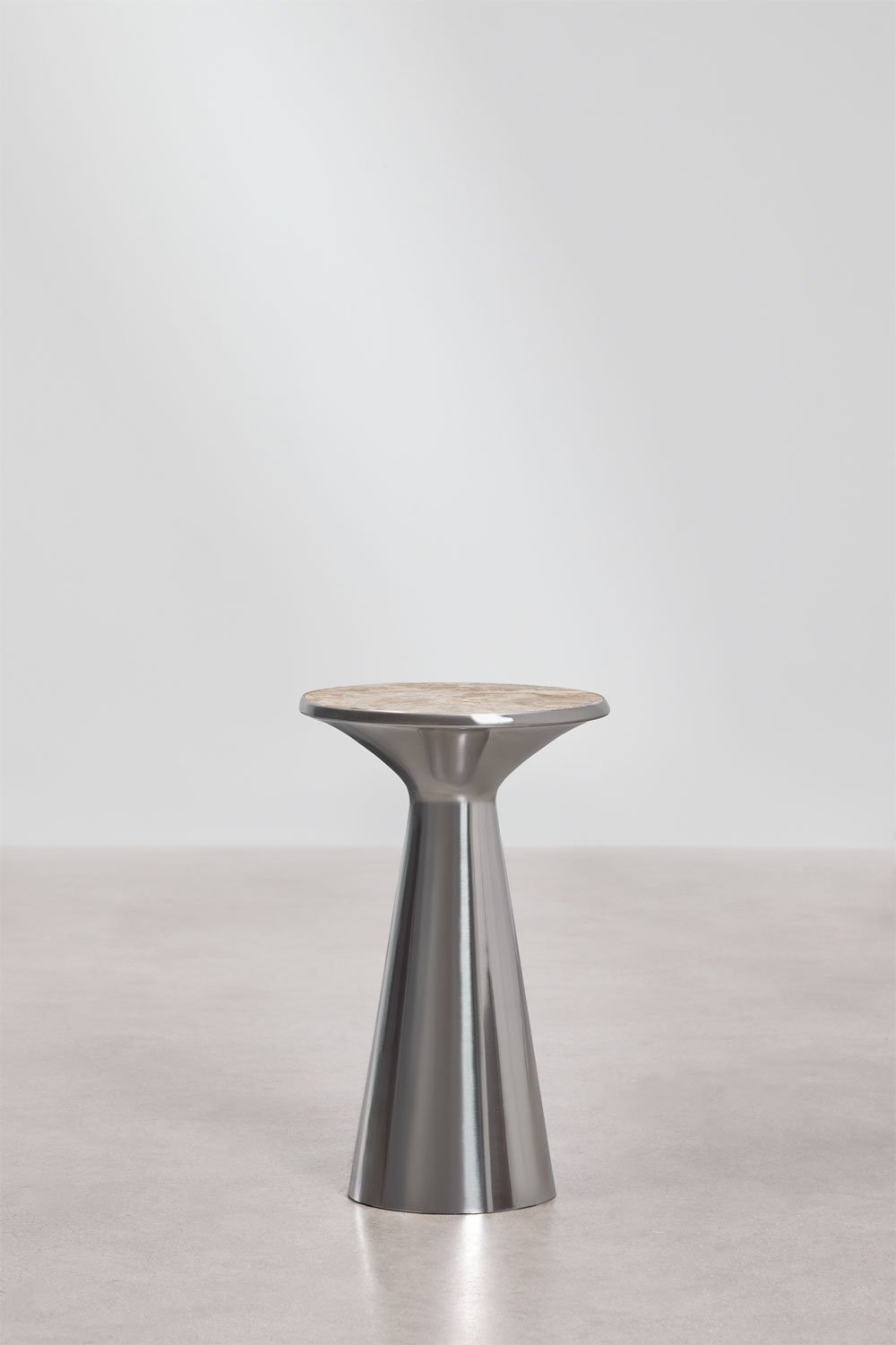 Mesa de cabeceira Ø30 cm em aço inoxidável Selmalis, imagem de galeria 3