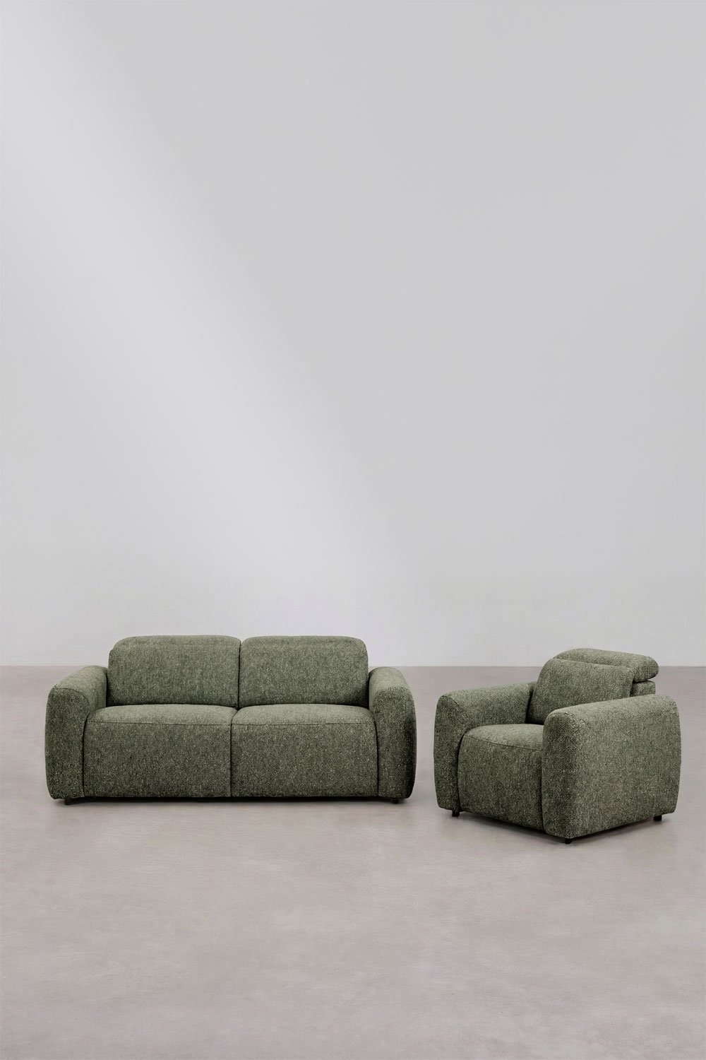Conjunto de sala com sofá reclinável elétrico de 2 lugares e poltrona estofada Peggy, imagem de galeria 3