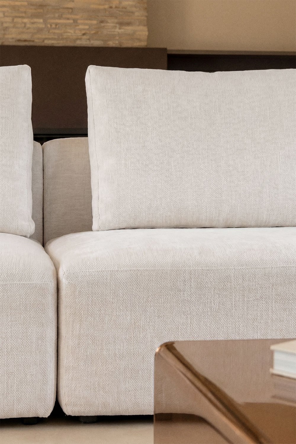 Módulo central para sofá modular em chenille embalado a vácuo Norridge, imagem de galeria 2