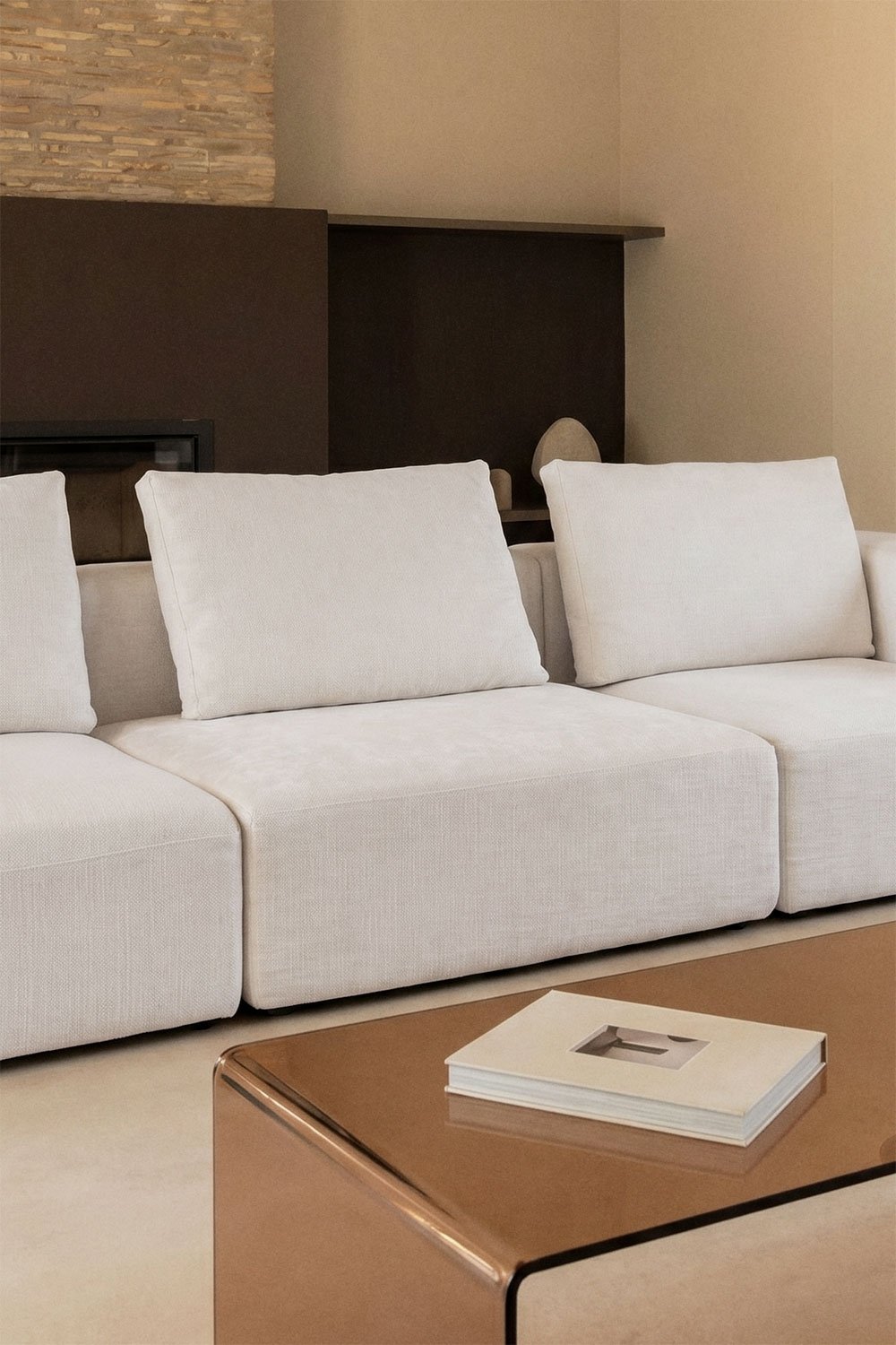 Módulo central para sofá modular em chenille embalado a vácuo Norridge, imagem de galeria 1