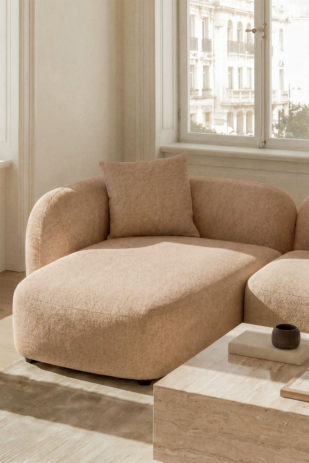 Sofá modular chaise longue esquerdo de 3 peças em chenille Coco, imagem de galeria 2