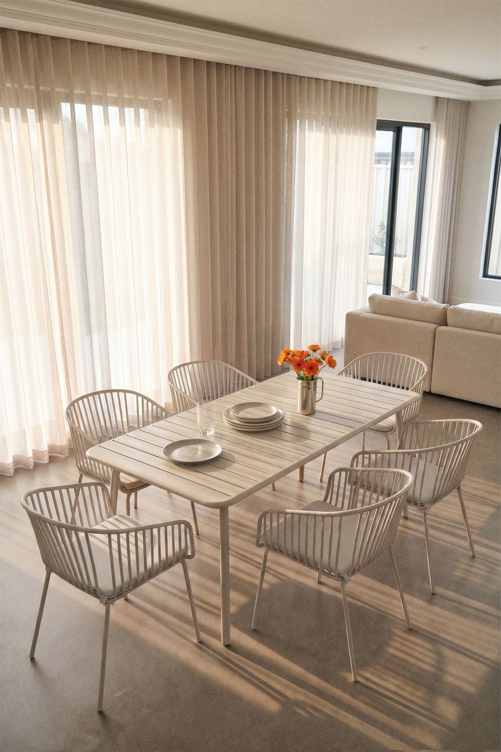 Mesa de jantar retangular 160x90 cm em aço Florida, imagem de galeria 1