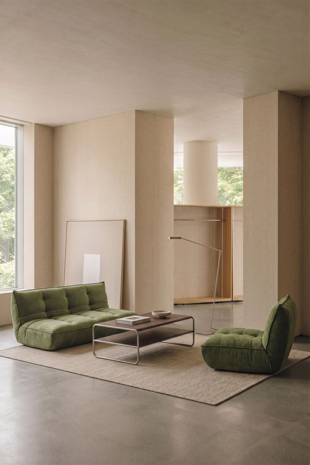 Sofá-cama de 3 lugares estofado Mati, imagem de galeria 1